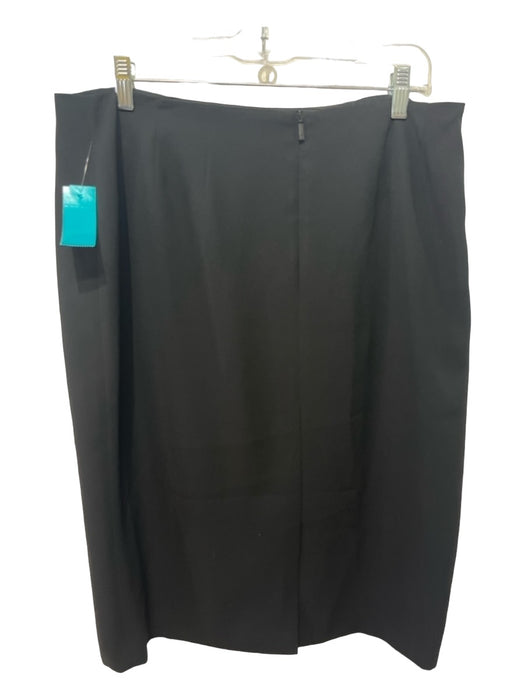 Lafayette 148 Size 12 Black Acetate Blend Mid Rise Back Zip Below Knee Skirt Black / 12