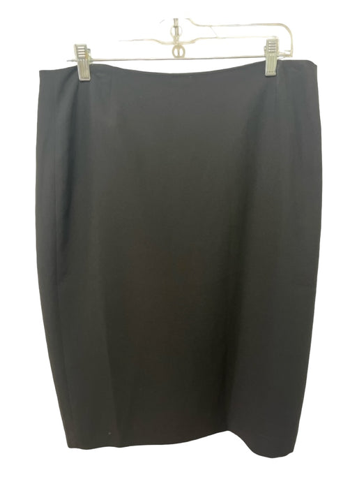 Lafayette 148 Size 12 Black Acetate Blend Mid Rise Back Zip Below Knee Skirt Black / 12