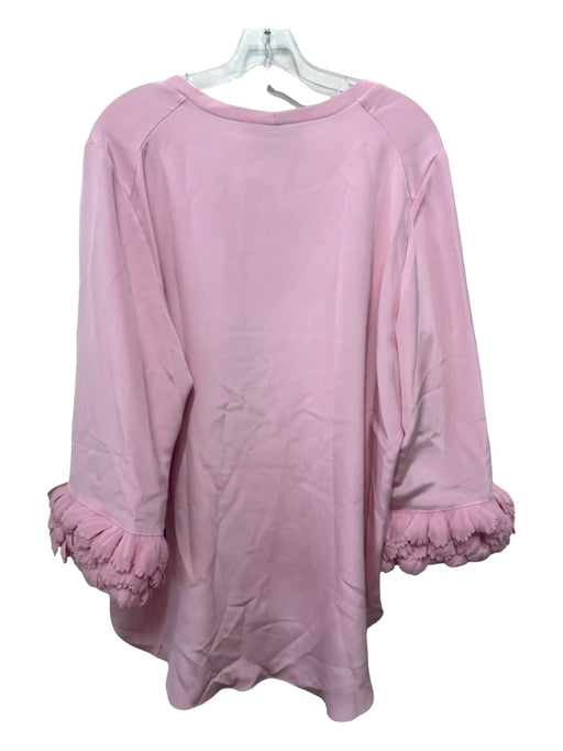 Catherine Regehr Size 14 Pink Silk 3/4 Sleeve Petal Application Round Neck Top Pink / 14