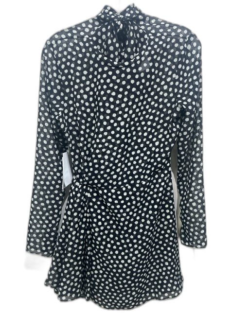 Ronny Kobo Size M Black & White Polyester Polka Dots High Rise Sheer Dress Black & White / M
