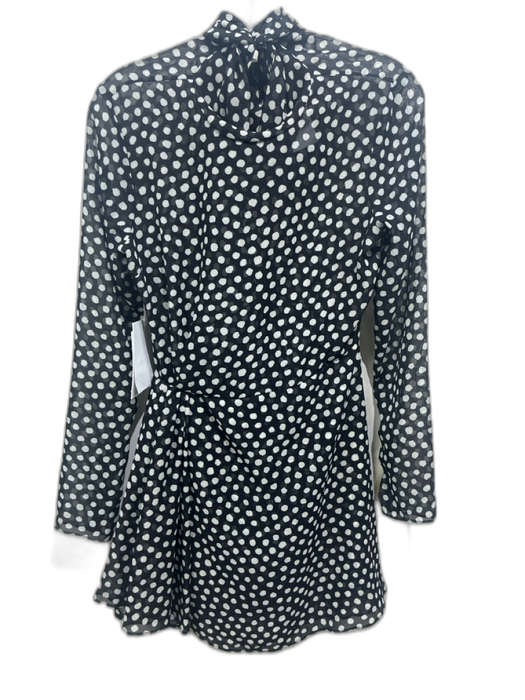 Ronny Kobo Size M Black & White Polyester Polka Dots High Rise Sheer Dress Black & White / M