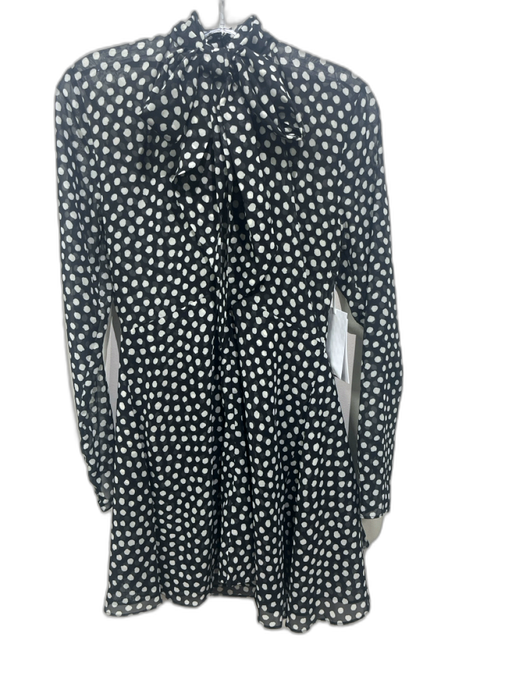 Ronny Kobo Size M Black & White Polyester Polka Dots High Rise Sheer Dress Black & White / M
