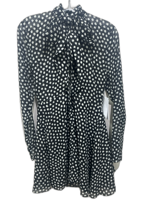 Ronny Kobo Size M Black & White Polyester Polka Dots High Rise Sheer Dress Black & White / M