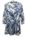 Derek Lam 10 Crosby Size 4 White & Navy Cotton Long Sleeve All Over Print Dress White & Navy / 4