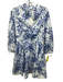 Derek Lam 10 Crosby Size 4 White & Navy Cotton Long Sleeve All Over Print Dress White & Navy / 4