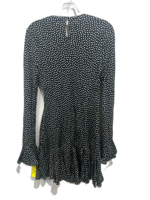 Doen Size M Black & White Silk & Viscose Long Sleeve Polka Dot Knee Length Dress Black & White / M