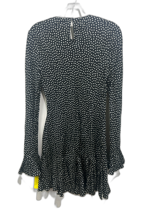 Doen Size M Black & White Silk & Viscose Long Sleeve Polka Dot Knee Length Dress Black & White / M