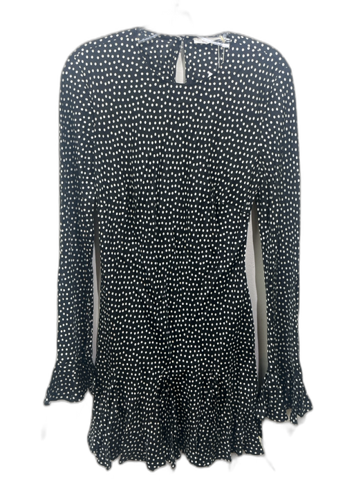 Doen Size M Black & White Silk & Viscose Long Sleeve Polka Dot Knee Length Dress Black & White / M