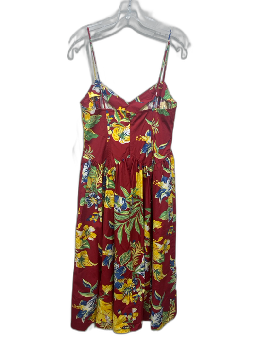 Polo Ralph Lauren Size 4 Red & Multi Cotton Sleeveless Tropical A Line Dress Red & Multi / 4