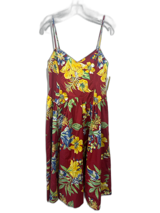 Polo Ralph Lauren Size 4 Red & Multi Cotton Sleeveless Tropical A Line Dress Red & Multi / 4