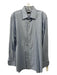 Zegna Size 17 Blue & White Cotton Grid Button Down Men's Long Sleeve Shirt 17