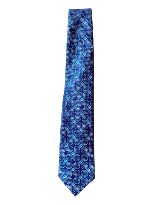 Zegna Blue & SIlver Silk Medallion Men's Ties