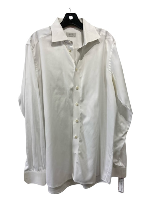 Eton Size 42 White Cotton Blend Solid Button Down Men's Long Sleeve Shirt 42