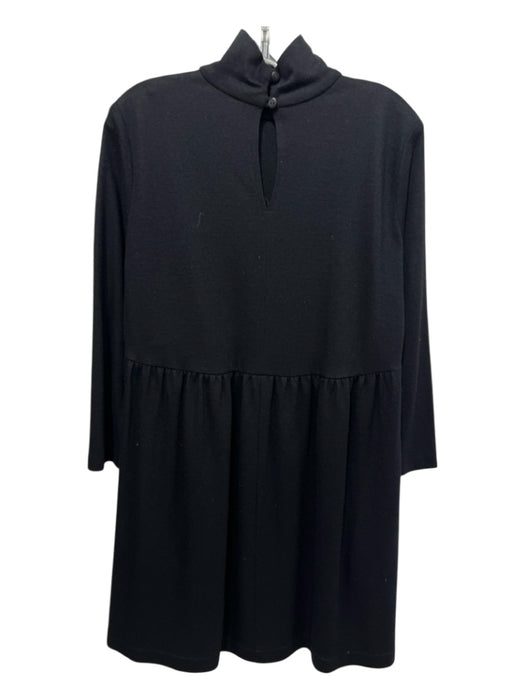 Gabriele Knecht Size P Black Wool Long Sleeve Mock Neck Gathered Waist Dress Black / P