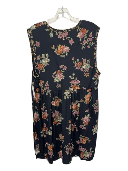 Gabriele Knecht Size P Black, Orange, Multi Rayon Sleeveless Floral Print Dress Black, Orange, Multi / P