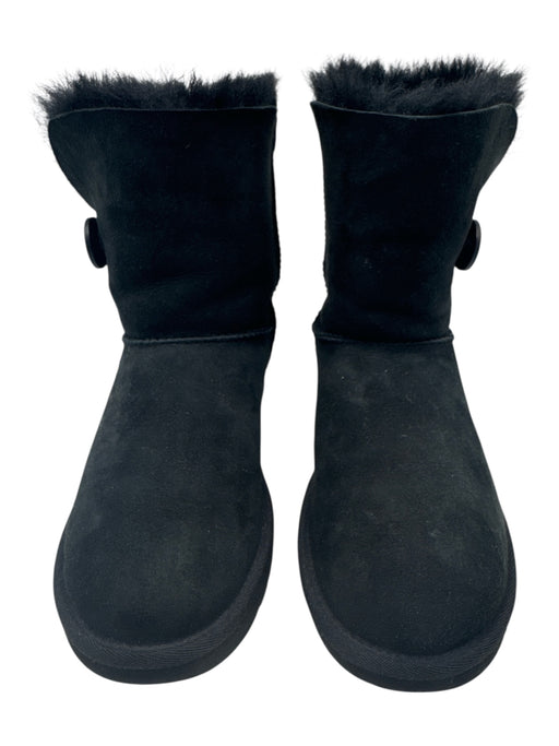 Ugg Shoe Size 6 Black Suede Faux Shearling Button Boots Black / 6