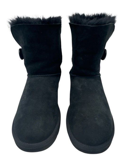 Ugg Shoe Size 6 Black Suede Faux Shearling Button Boots Black / 6