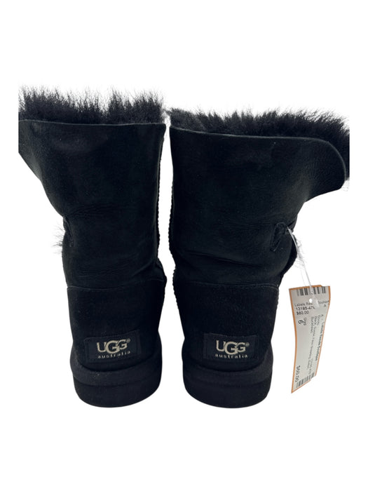 Ugg Shoe Size 6 Black Suede Faux Shearling Button Boots Black / 6