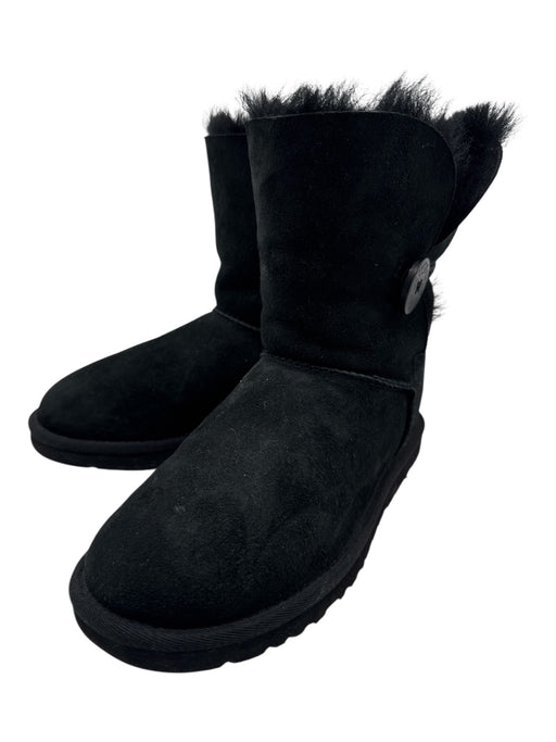 Ugg Shoe Size 6 Black Suede Faux Shearling Button Boots Black / 6
