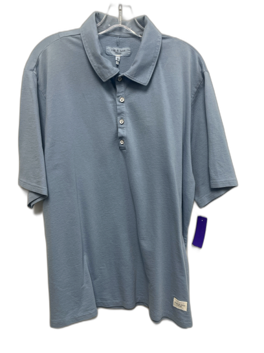 Rag & Bone Size XL Light blue Cotton Blend Solid Polo Men's Short Sleeve Light blue / XL