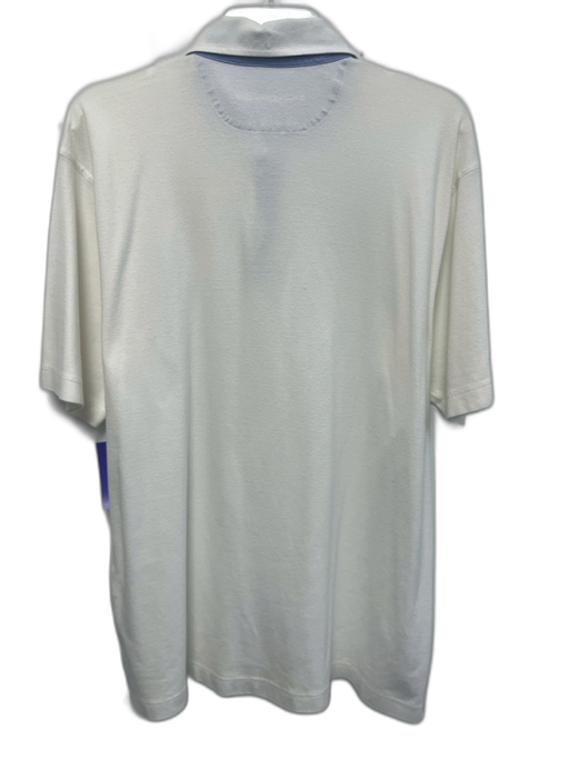 Zegna Size XL White Cotton Solid Polo Men's Short Sleeve White / XL