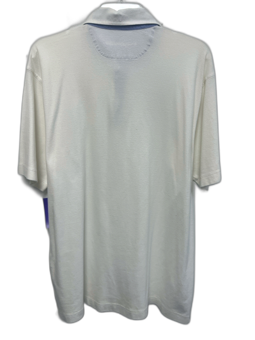 Zegna Size XL White Cotton Solid Polo Men's Short Sleeve White / XL