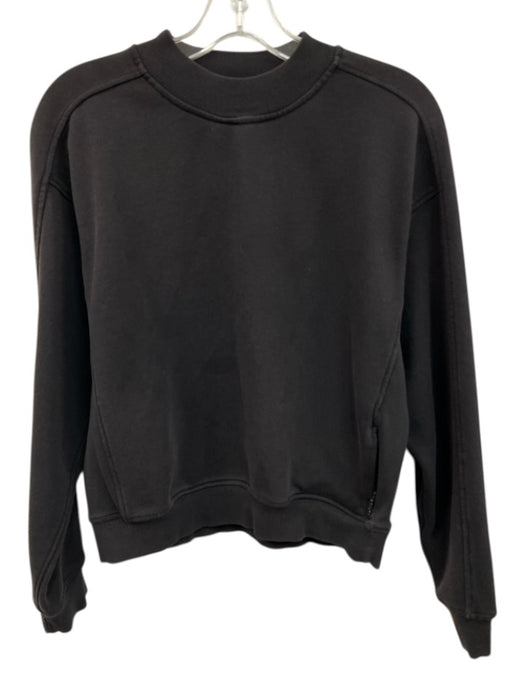 Lululemon Size 4 Black No Fabric Tag Ribbed Collar Zip Pockets Sweater Black / 4