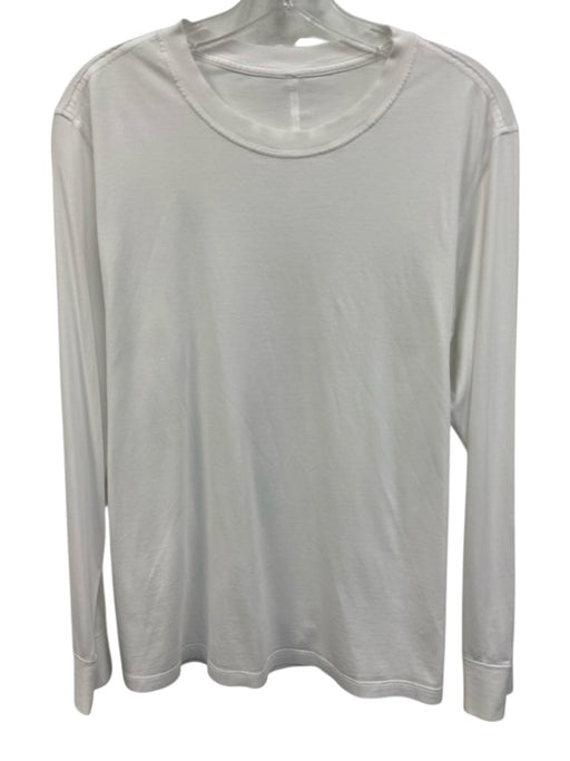Lululemon Size L White No Fabric Tag Long Sleeve Wide Neck Ribbed Accents Top White / L