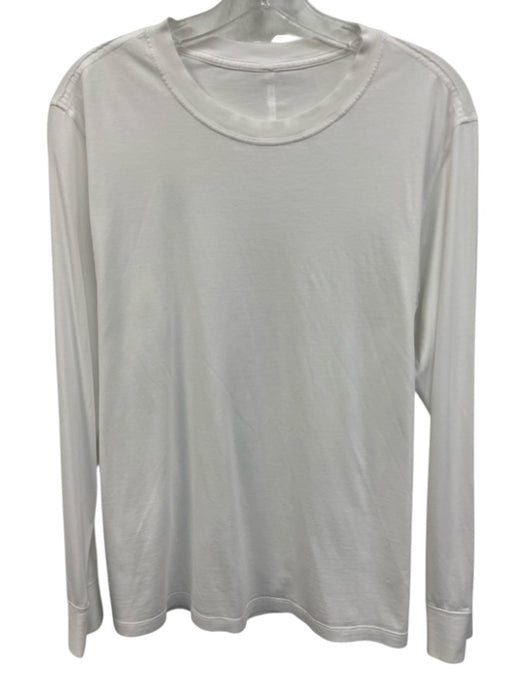 Lululemon Size L White No Fabric Tag Long Sleeve Wide Neck Ribbed Accents Top White / L