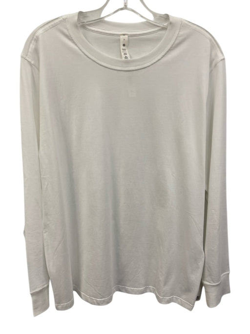 Lululemon Size 6 White Pima Cotton Long Sleeve Ribbed Neck Ribbed Cuffs Top White / 6