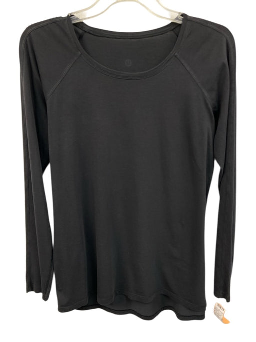 Lululemon Size L Black No Fabric Tag Long Sleeve Wide Neck Shoulder Detail Top Black / L