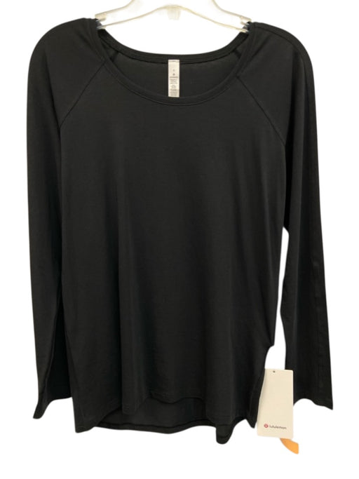 Lululemon Size 6 Black Pima Cotton Long Sleeve Wide Neck Shoulder Detail Top Black / 6
