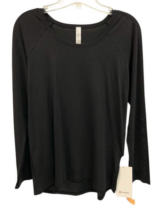 Lululemon Size 6 Black Pima Cotton Long Sleeve Wide Neck Shoulder Detail Top Black / 6