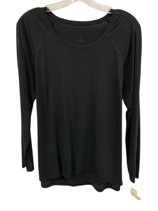 Lululemon Size L Black No Fabric Tag Long Sleeve Wide Neck Shoulder Detail Top Black / L