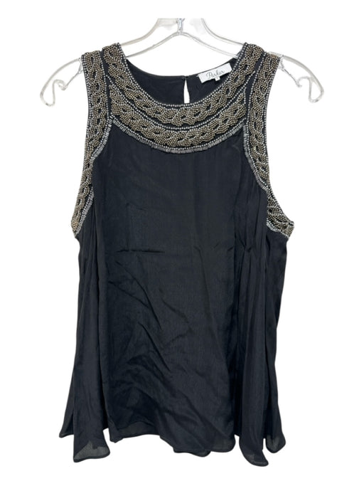 Parker Size S Black Viscose Beaded Sleeveless Top Black / S