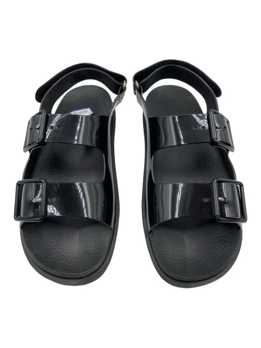 Gucci Shoe Size 38 Black Rubber open toe Velcro Heel Buckle Sandals Black / 38