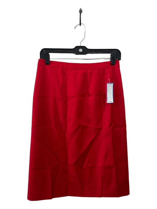 Valentino Studio Size 44/10 Red Wool Blend Back Zip Pencil Skirt Red / 44/10