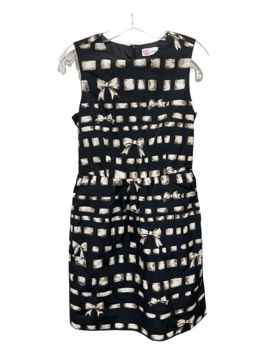 Red Valentino Size 40 Black Beige White Polyester Round Neck Sleeveless Dress Black Beige White / 40