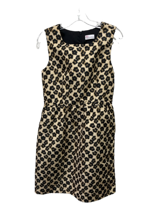 Red Valentino Size 44 Beige & Black Polyester Cheetah Round Neck Back Zip Dress Beige & Black / 44