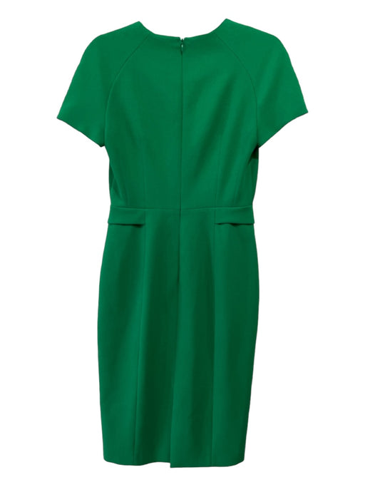 LK Bennett Size 10 Green Polyester Blend V Neck Short Sleeve Sheath Dress Green / 10