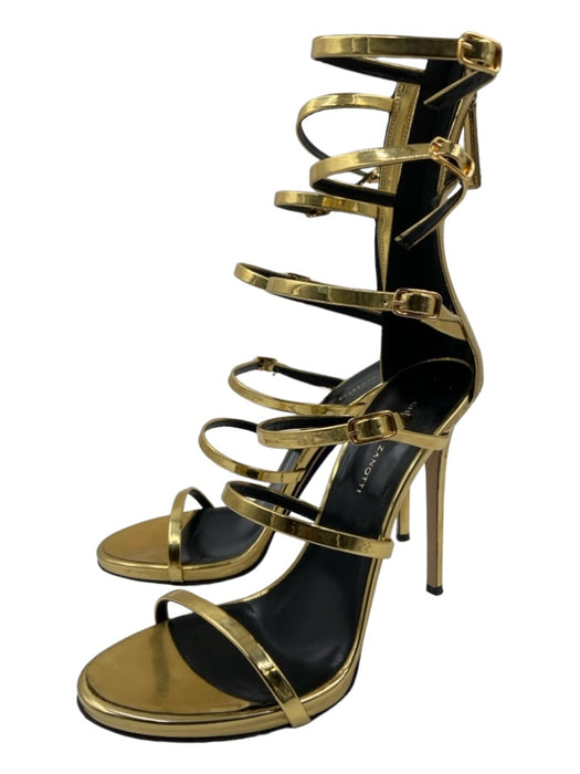 Giuseppe Zanotti Shoe Size 39.5 Gold Patent Gladiator Back Zip Stiletto Pumps Gold / 39.5