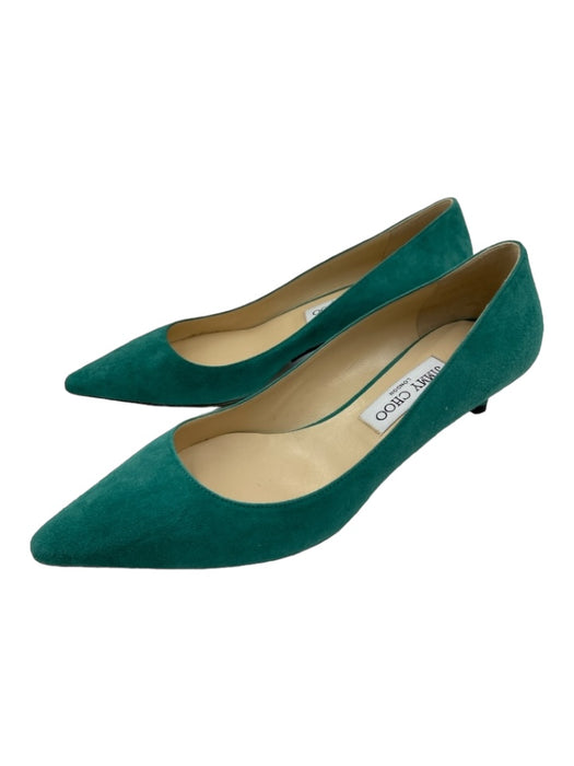 Jimmy Choo Shoe Size 38.5 Green Suede Pointed Toe Kitten Heel closed heel Pumps Green / 38.5