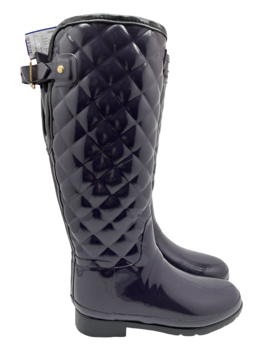 Hunter Shoe Size 7 Black Rubber round toe Quilted Knee High Buckle Boots Black / 7