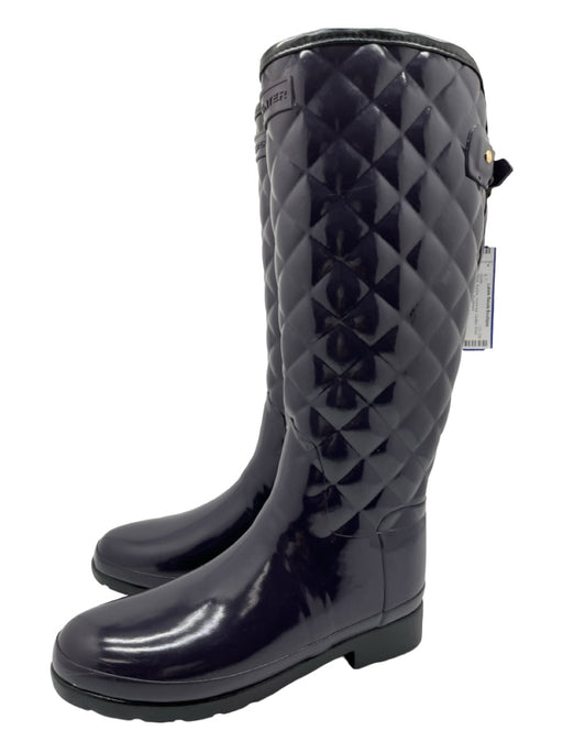 Hunter Shoe Size 7 Black Rubber round toe Quilted Knee High Buckle Boots Black / 7