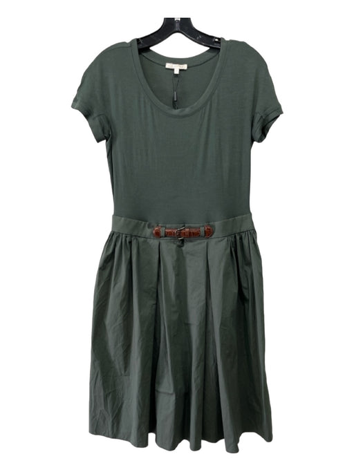 Paule Ka Size 40 Green Cotton Blend Round Neck Short Sleeve Fabric Block Dress Green / 40