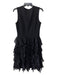 Michael Kors Size 4 Black Wool Blend Round Neck Sleeveless Ruffle Detail Dress Black / 4