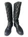 Moncler Shoe Size 38 Navy Blue Nylon Quilted Wedge Round Toe knee high Boots Navy Blue / 38