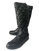 Moncler Shoe Size 38 Navy Blue Nylon Quilted Wedge Round Toe knee high Boots Navy Blue / 38