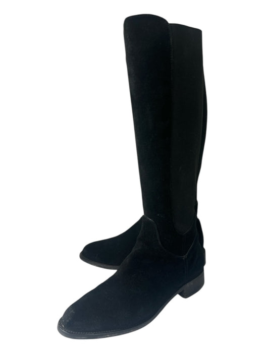 Aquatalia Shoe Size 7.5 Black Suede Neoprene Inner Side Zip Knee High Boots Black / 7.5