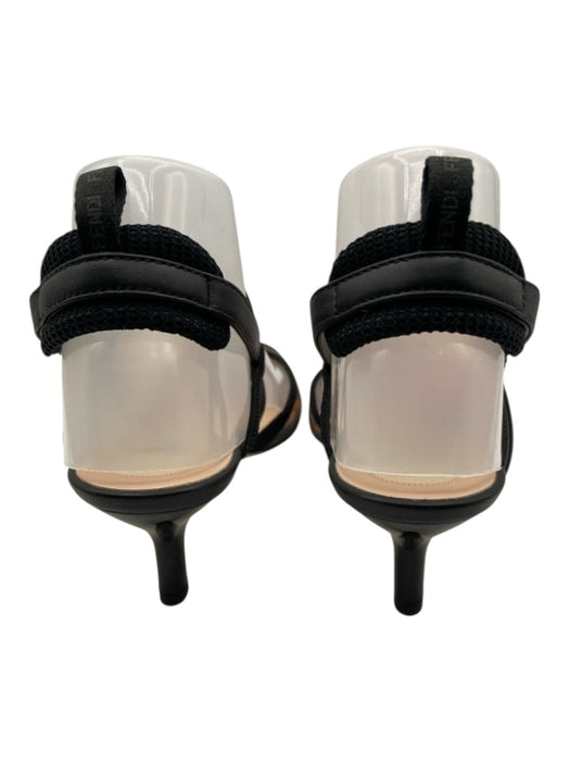 Fendi Shoe Size 38.5 Brown & Black Synthetic Logo Mesh Slingback Mules Brown & Black / 38.5